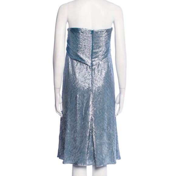 Rene Ruiz Collection Blue Metallic Strapless Sweetheart Column Dress 6 - Picture 7 of 9